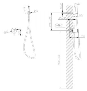Гигиенический душ ABBER Emotion AF8825B со смесителем чёрный матовый